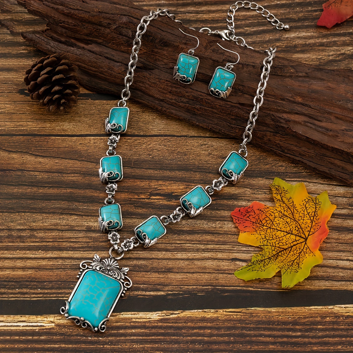 silver and turquoise jewelry sold on Temu United States