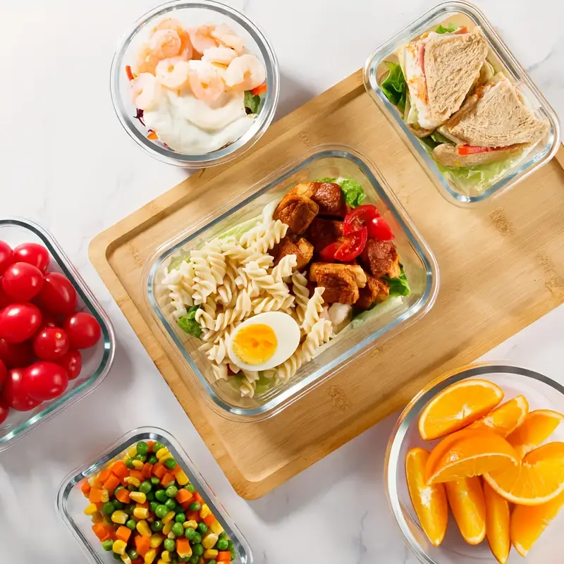 24pcs boxs and lids glass food storage containers with lids meal prep pantry kitchen storage containers for lunch leak proof airtight glass lunch bento boxes for microwave oven freezer and dishwasher Product details 1