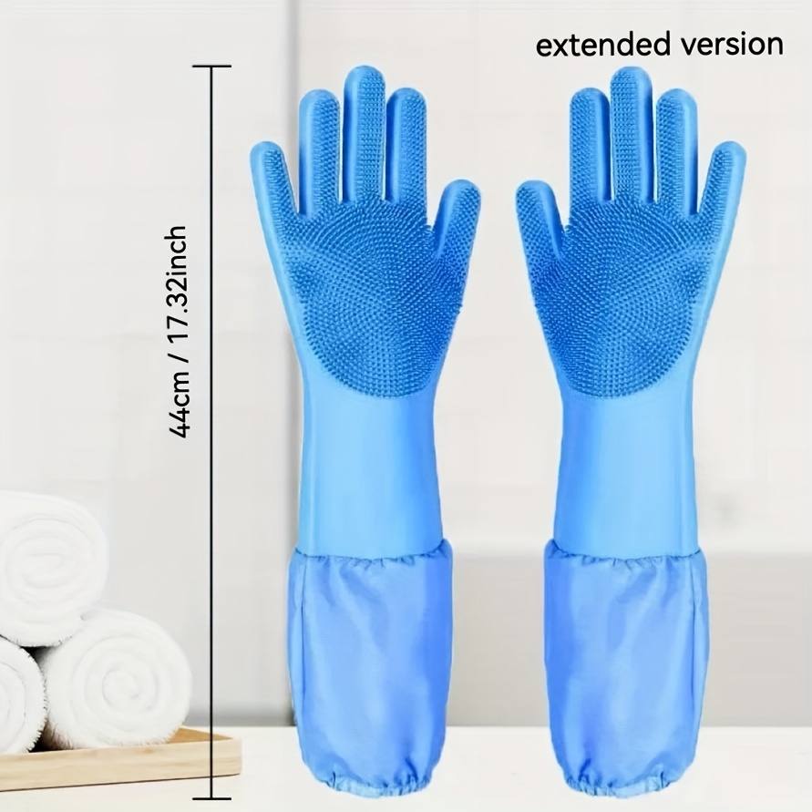 Extra Long Pet Grooming Gloves - Silicone Massage & Deshedding Mitt For , Bathing And Cleaning Glove