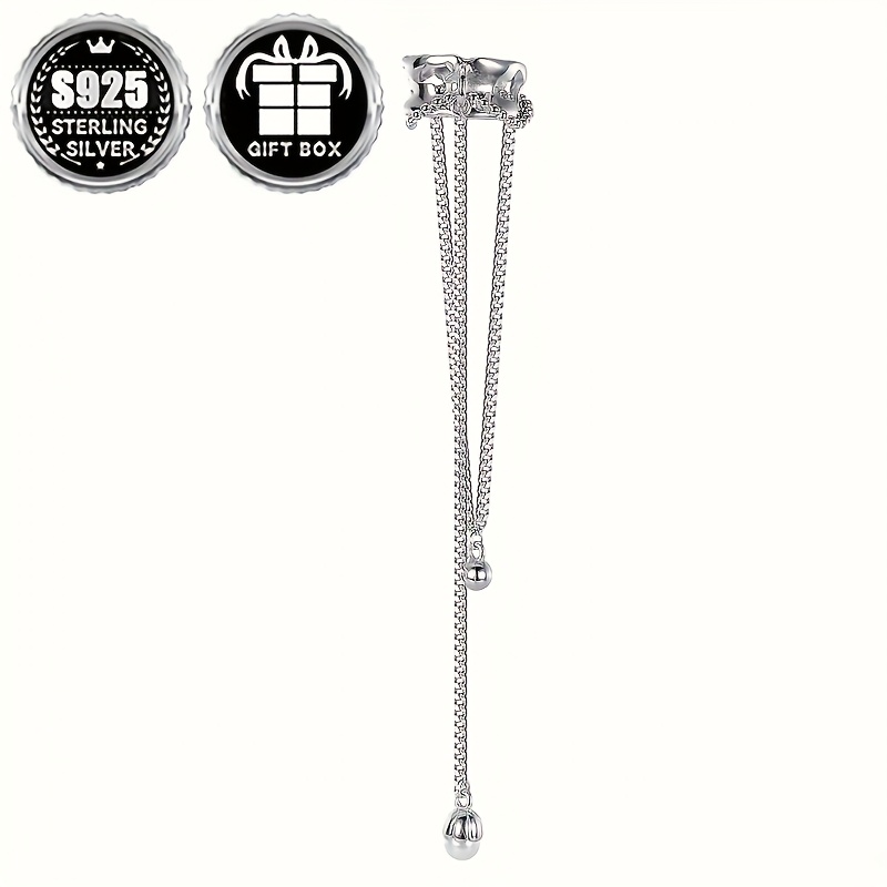TEMU 1pc925 Sterling Silver Hypoallergenic Hollow Chain Ear Bone Simple Tassel Classic Fashion Temperament Elegant Sexy Earrings (about 3.1g)