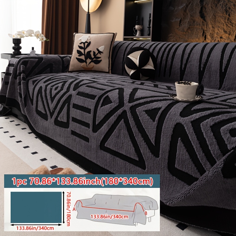 TEMU 1 pièce Housse de canapé à motif géométrique, Housse de protection de canapé douce et confortable -poussière, Housse de canapé adaptée aux