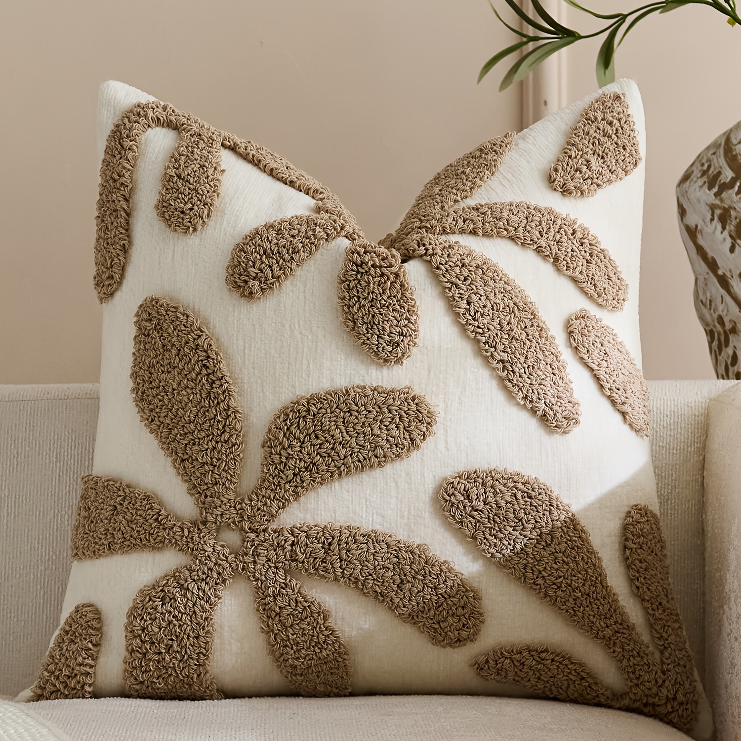 TEMU A Packed Boucle Muye Embroidery Style Pillowcase Bohemian Style Cushion Cover Living Room Bedroom Home Decoration Pillowcase Universal In Does
