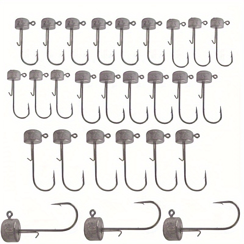 27pcs Internal Lead Head Hooks For Soft Baits, , And Micro Lures, Designed For Catching Fish Like And Preventing Snags With A Flat Bottom