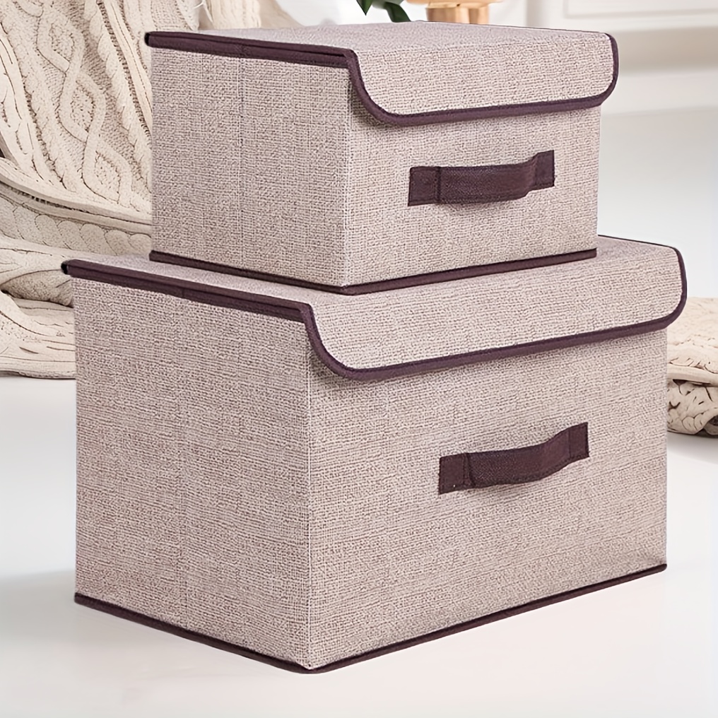

1pc Non-woven Storage Box, Rectangular Closet Organizer, - Storage , - Lid, For Clothing And , -bed Storage