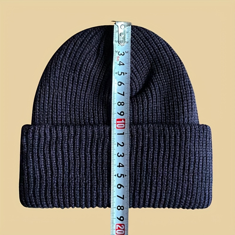 MAKEFGE Men's Fashion Knitted Beanie - Warm, Elastic Acrylic Winter Hat with Letter Patch, Ideal for Active Leisure, Holiday Gifts and Valentine's Day