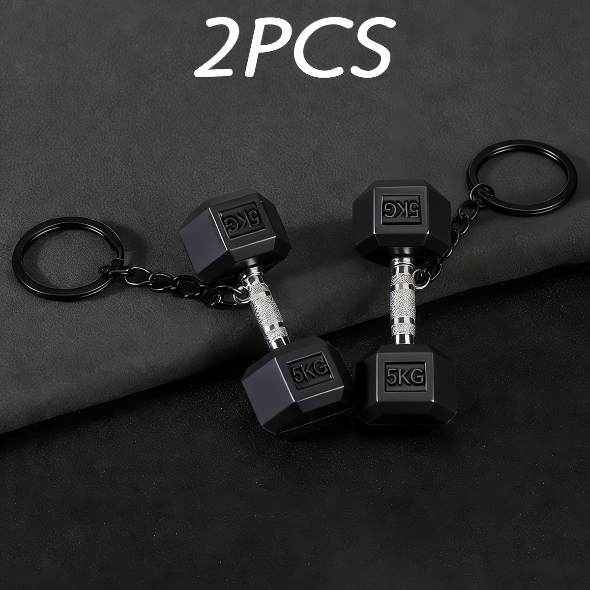 TEMU 2pcs Mini 3d Simulation Dumbbell Keychains, Unisex Fitness Themed Key Rings, Car Key Pendants, Bag Accessories, Gifts For Fitness Enthusiasts