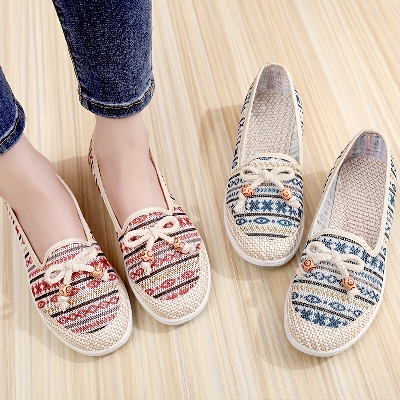 Women's Plaid Slip-On Sneakers - Soft TPU Sole Breathable Mesh Casual Shoes with Bow Detail, Comfortable Home & Outdoor Walking Shoes for Women, Home Comfort Shoes | Plaid Pattern Shoes | Breathable Mesh Footwear, Ladies Sneakers