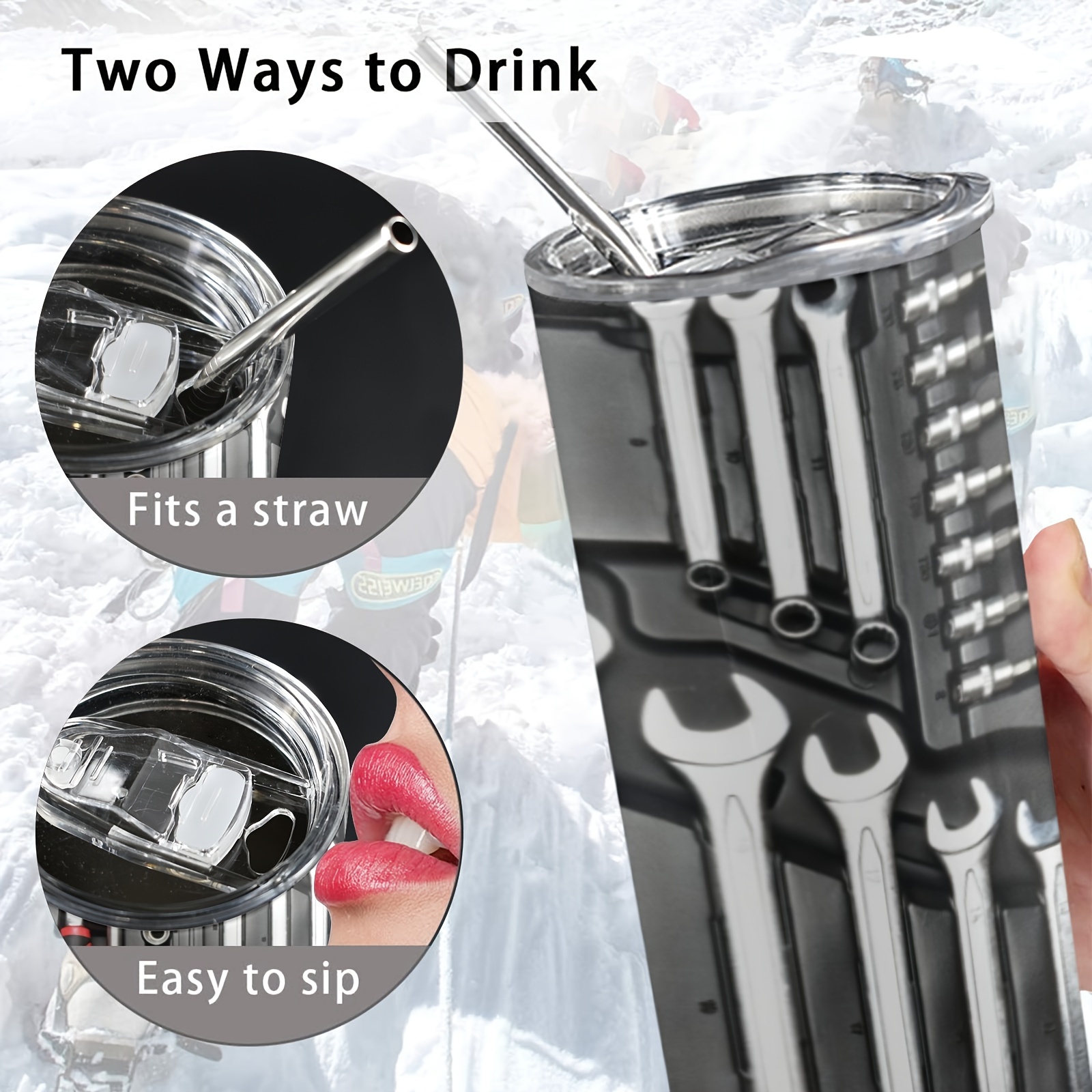 1pc 20oz toolbox tumbler with lid and straw stainless steel water bottle insulated water cups   drinkware outdoor travel accessories christmas gifts valentines day gifts details 6