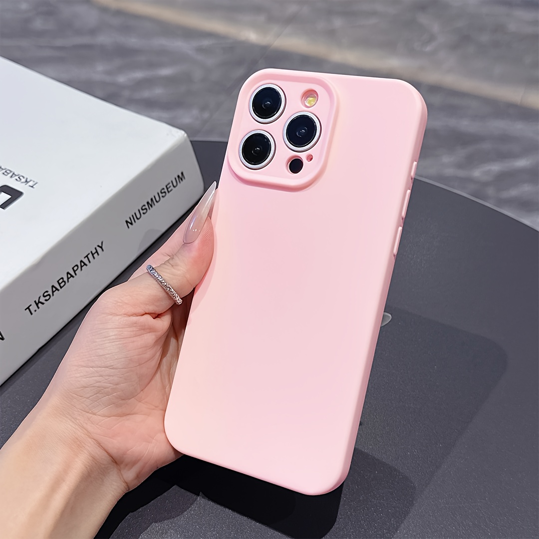 TEMU Phone Case: 1pc, Simple Light Pink/suitable For Iphone Series, High-end Matte Feel, Exquisite And Compact, Suitable For 11 12 13 14 15 16promax,