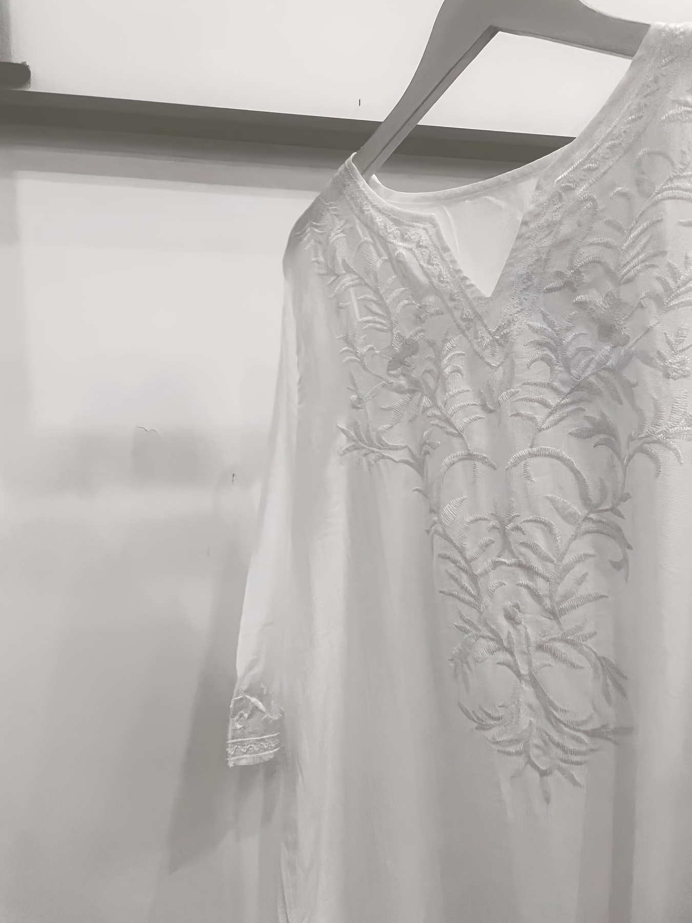 a white long dress an featuring embroidery - Temu United Arab Emirates