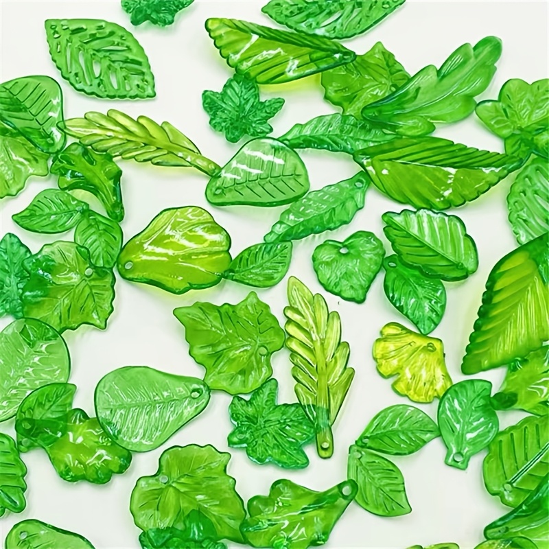 

10//50/100pcs Green Acrylic Leaf Charms Leaves Transparent Green Loose Spacer Beads Charms Pendants For Diy Necklace Bracelet Earrings Jewelry Making Handmade Crafts Decorative Beads