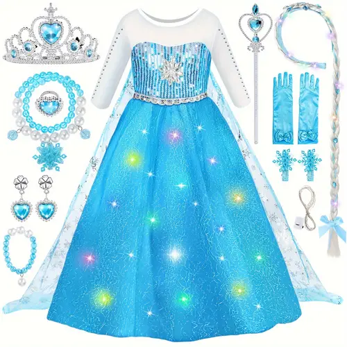 princess play costume set princess dress up costume with accessories for little girls 3 8 years princess toys christmas birthday gifts for girls age 3 4