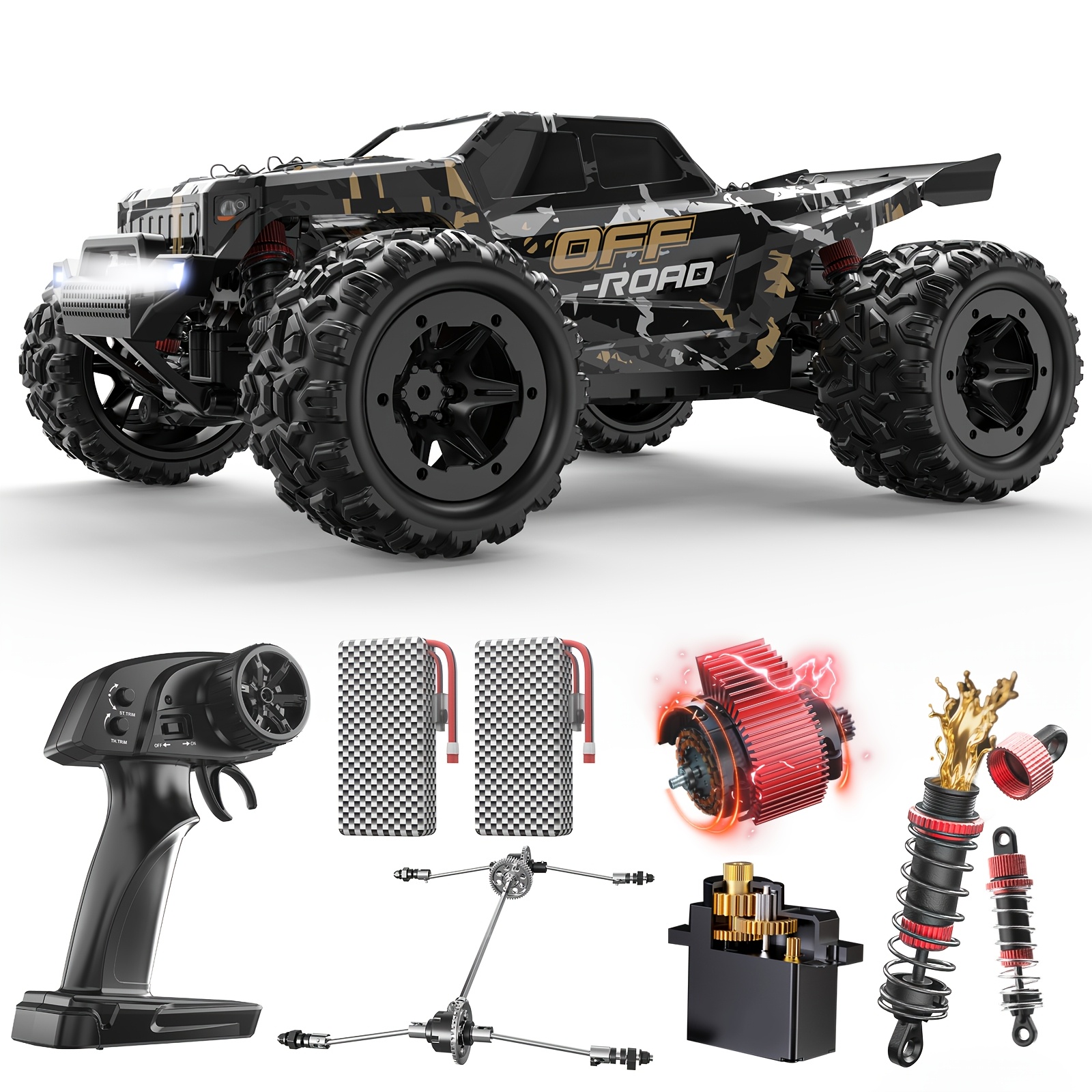 TEMU Deerc 1/16 All Terrain Fast Rc Cars For Adults 42km/h, High Speed 4wd Off-road Remote Control Truck, Non-toy Product, Intended For Professional