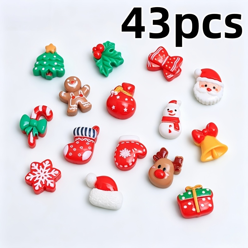 TEMU 43 pezzi di patch decorative piatto in resina natalizia, tra cui motivi di , , pupazzi di , , ecc. - Adatti per decorazioni da clip e incollare,
