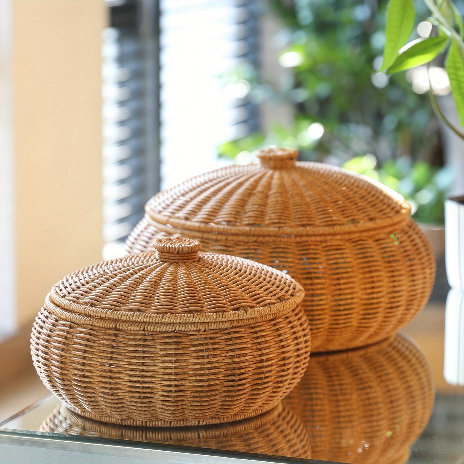 Plateau de rangement en rotin, panier de pique-niq... – Grandado