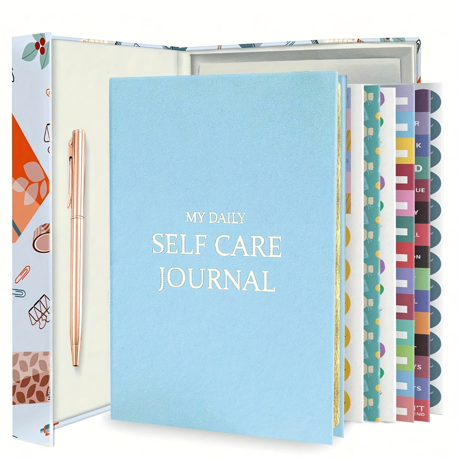 TEMU Self- Journal Set With Pen & Stickers - For Positive Reflection, & - Perfect Gift For Birthdays, Christmas, New Year , Vintage Black