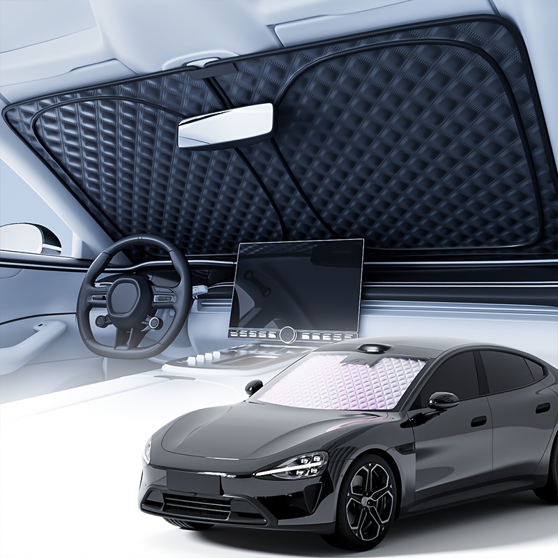 Image of 1pc Car Windshield Sunshade, Universal Car Windshield Upgraded Sun Umbrella, And Foldable For Storage, Essential Sunshade For Cars In Summer, Practical Car Interior Sun Protection Accessory
