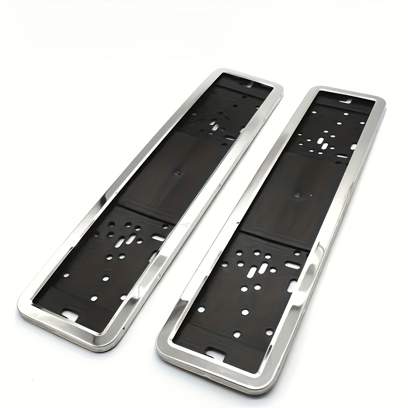 TEMU 2pcs Set Of Stainless Steel European Standard License Plate Frames, For Decorative Use Only. Universal License Plate Holder, Suitable For All