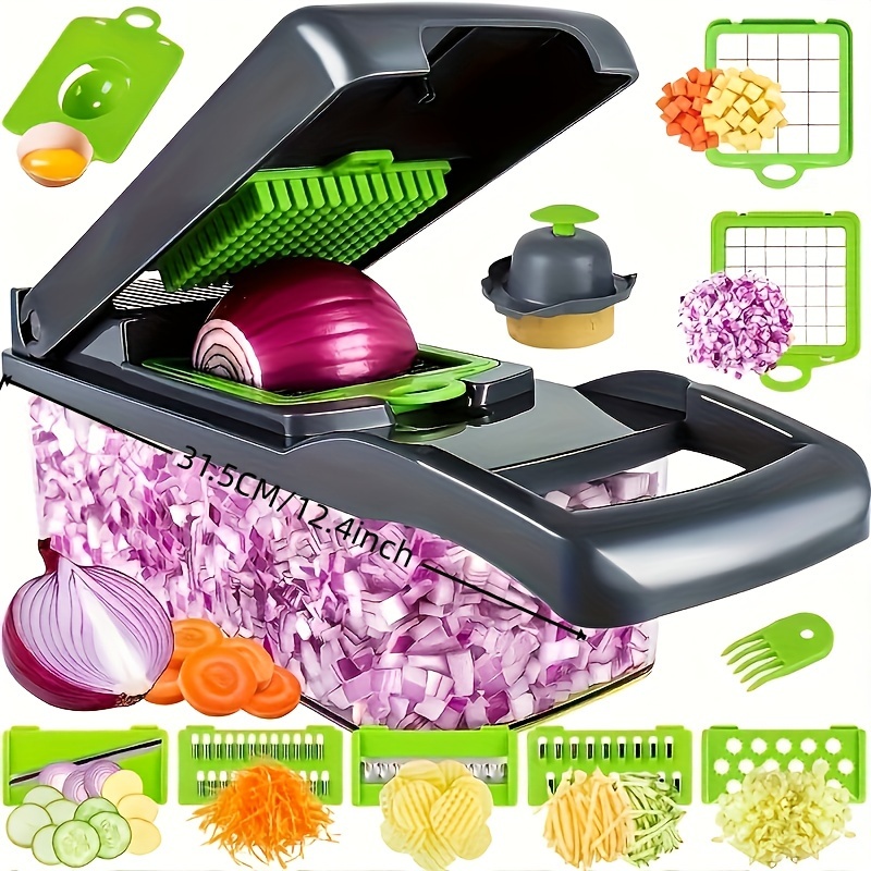 

6/16 Sets, Vegetable , Multi-functional Fruit Slicer, Manual Food Grater, Vegetable Slicer, Knife With Container, Onion , Domestic Potato , Kitchen Supplies, Kitchen Gadgets, Dormitory Supplies