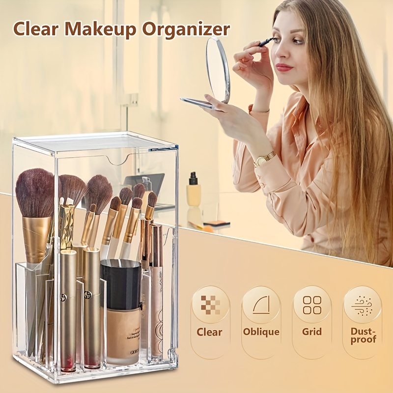 makeup brush organizer versatile cosmetic storage container with sections no drill tabletop organizer   Product details 4