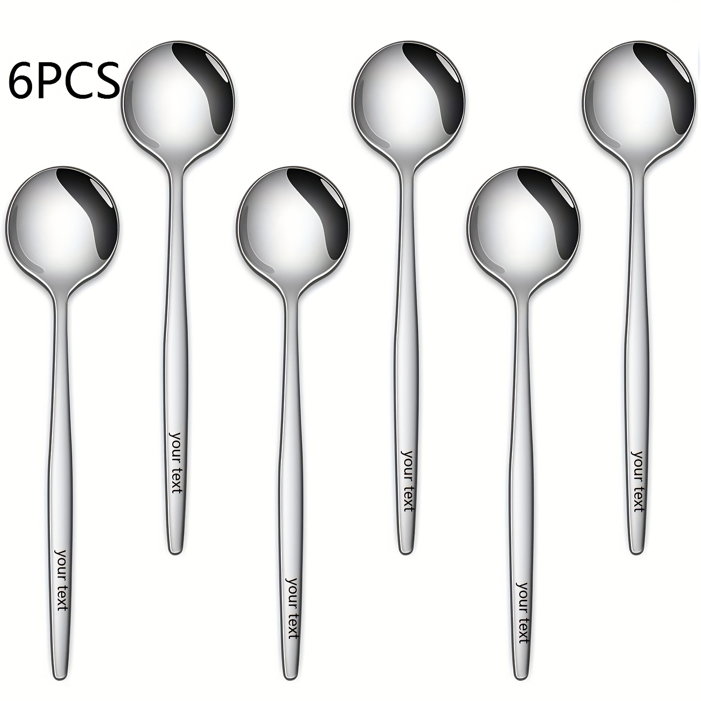 TEMU Customize Your Text, 6pcs Stainless Steel Coffee Spoons, Can Customize All Your Text, Cake Spoons, Dessert Spoons, Christmas Gifts For , Couple