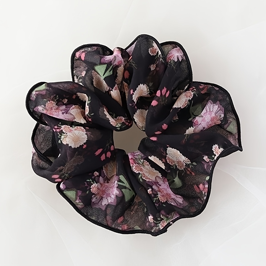 TEMU 1pc Fascia per capelli in chiffon con motivo retr簷 francese, versatile e elegante, anello per capelli, con fiori