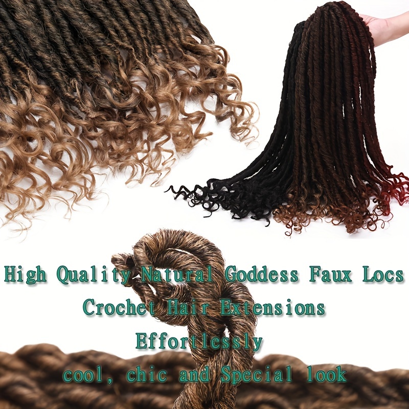 3packs goddess box braids crochet hair 20 inch 16 inch solid ombre boho crochet twist braids   locs with curly ends dreadlocks 24 strands   for   bohomian box braids crochet   locks hair extensions soft re looped details 2