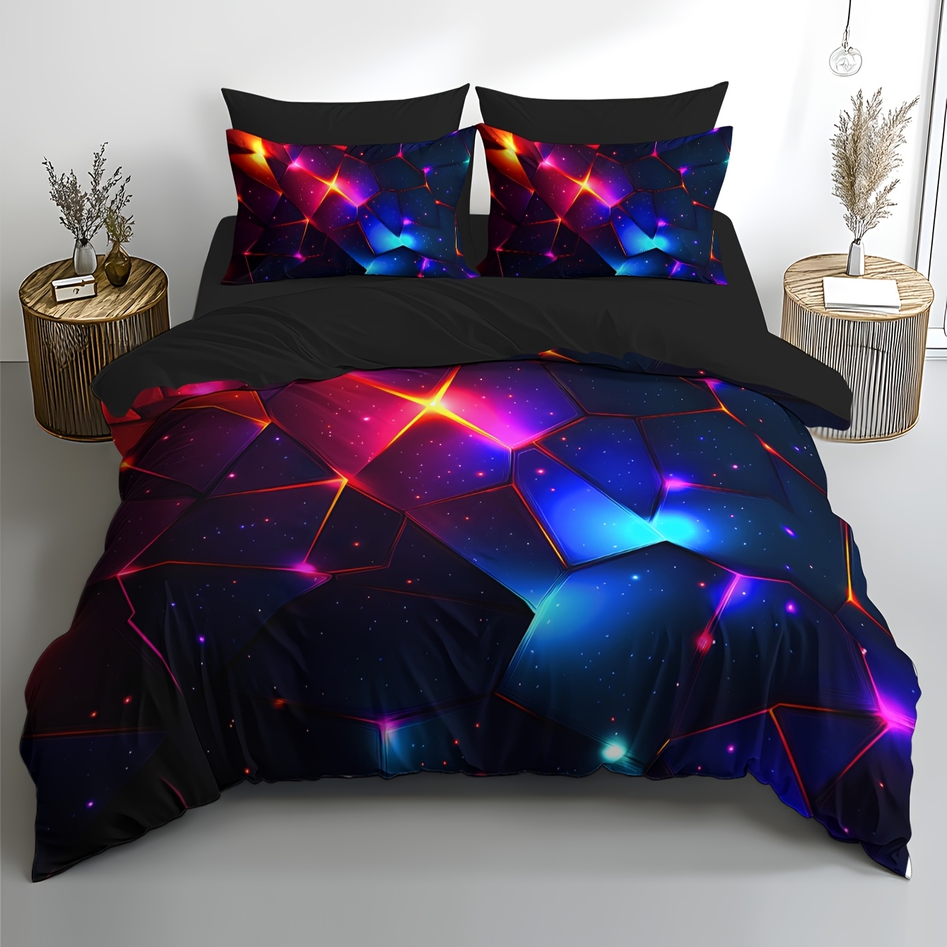TEMU 2/3pcs 2d Flat Valentine's Day, Starry Power, Iridescent Pattern Bedding, Brushed , No Filling Fabric, Wrinkle-free Polyester, Comfortable Sleep