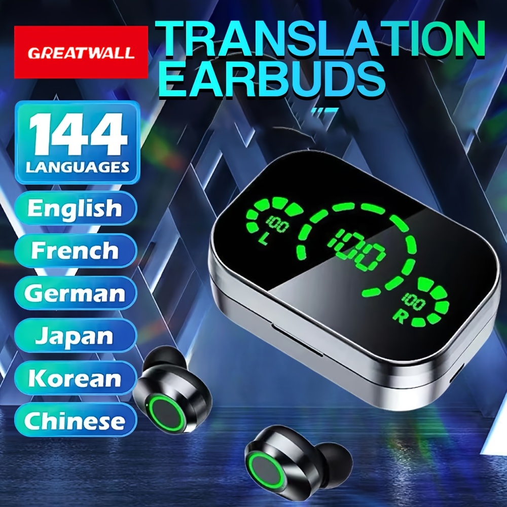 

Greatwall 2025 Ai Translator Earbuds -screen Display Power Wireless Earphones, High-end Fashionable Mirror Earphones, Sports Game Music Earphones