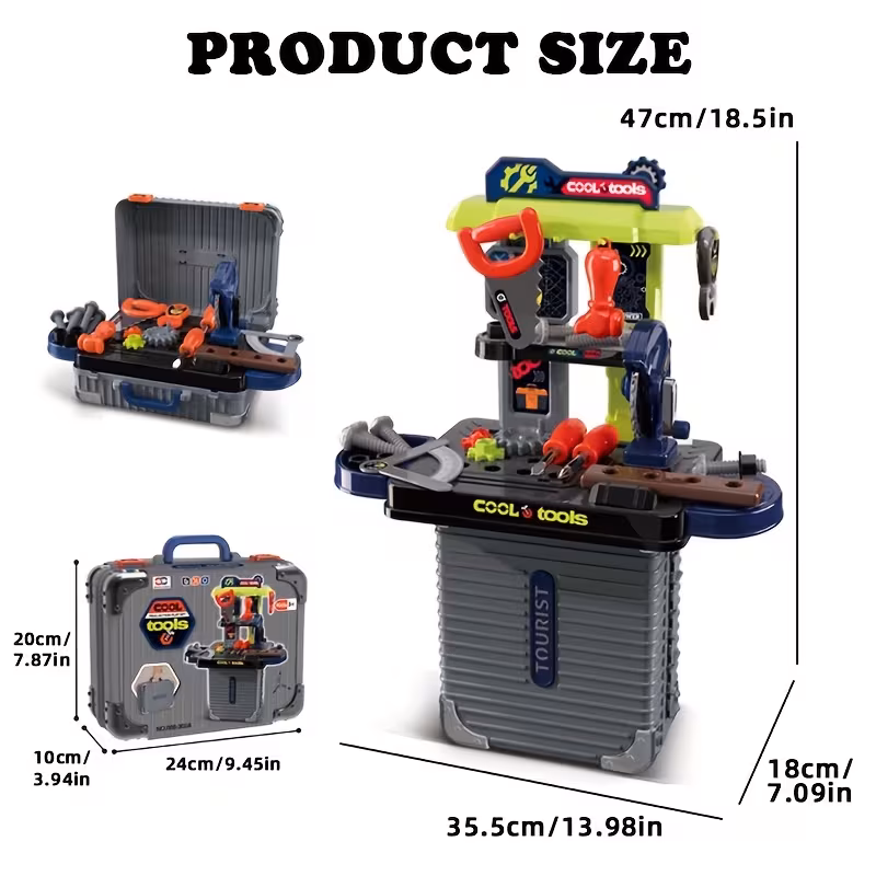3 in 1 boys pretend repair tool kit set kids storage tool table boys toys easter christmas halloween holiday gifts birthday party gifts Product details 1