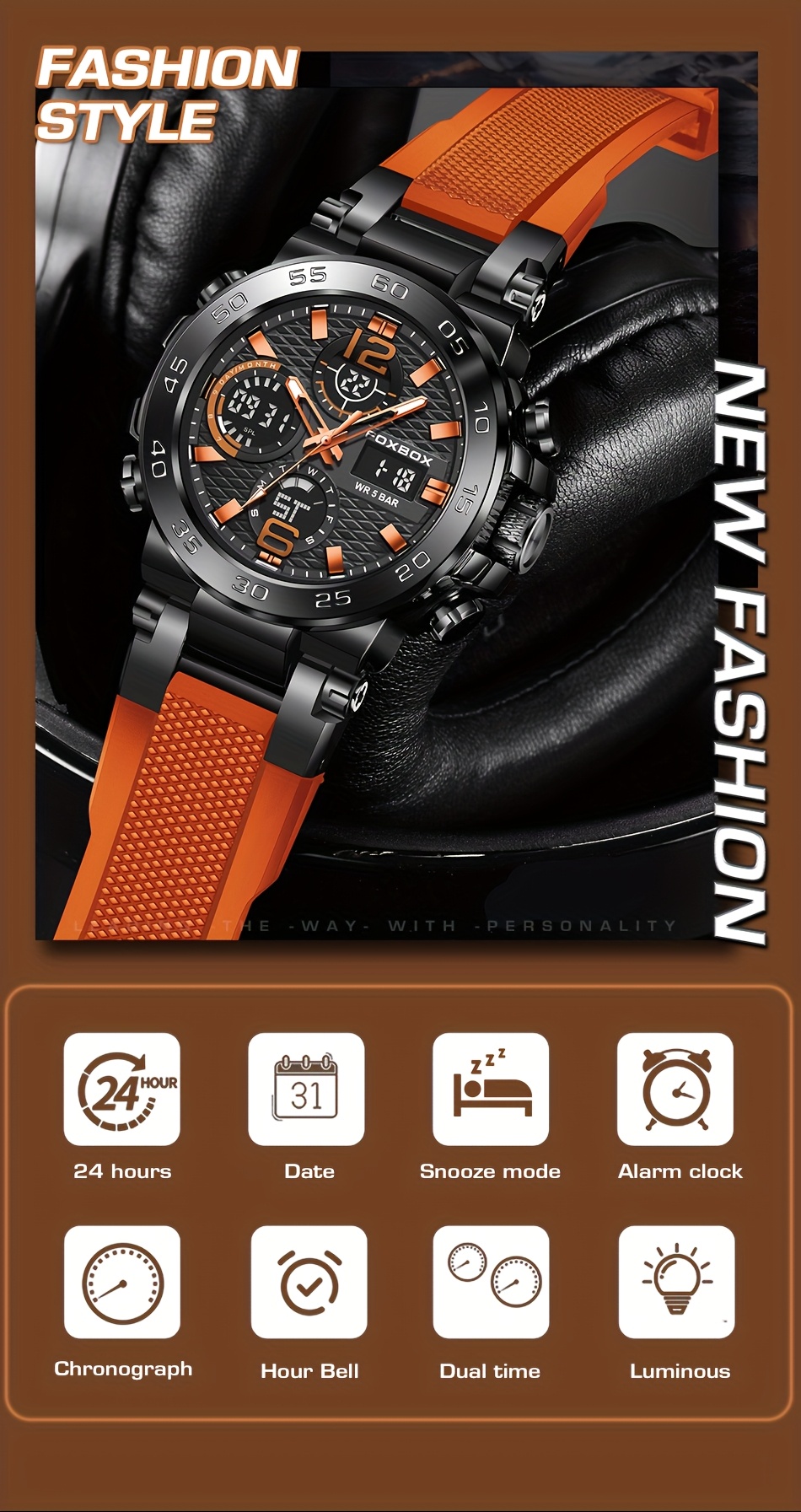 LIGE Men's Sport Watch with Stopwatch, Dual Display (Digital/Analog), Alarm, Date, IP68 High Quality, Quartz Movement, Black - Durable Design for Active Lifestyles, Outdoor Timepiece, Sleek Strap Watch, Robust Appearance