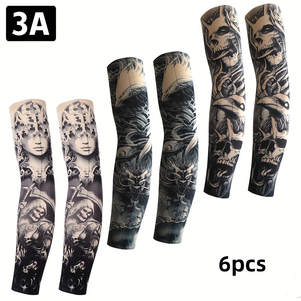 Image of 6pcs Set Of Floral Arm Sleeves, Tattoo Sleeves For Outdoor Cycling, A For A Gift
