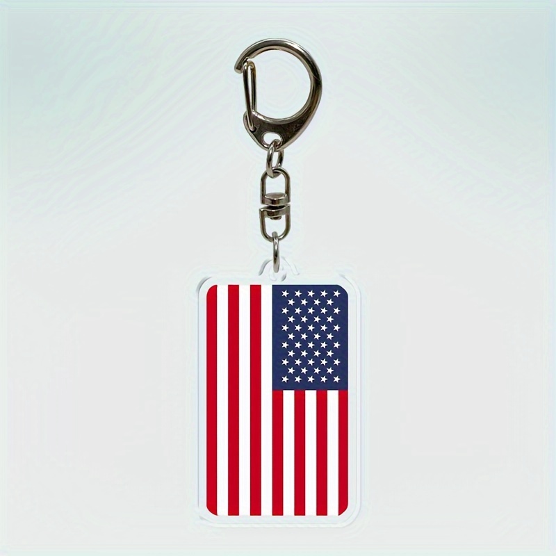 

Acrylic American Flag Keychain, 1pc Patriotic Usa Keyring With Lobster Clasp, Durable Flat Key Pendant For Backpack, Decorative Accessory For Birthday Festival