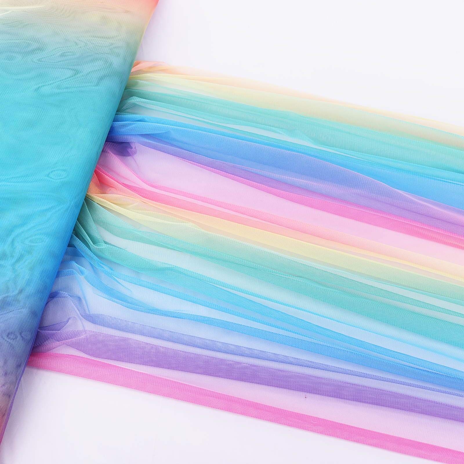 

1roll Rainbow Color Tulle Fabric, Diy Christmas Party Decoration, Tablecloth Decoration, Gift Box Packaging Decoration, Dress Fabric