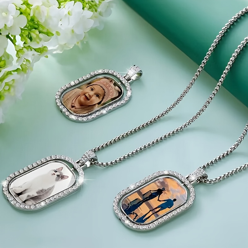 

Personalized Color Print Photo Customized Tag Frame Pictures Pendant Couple Necklace Memorial Jewelry For Best Friend Family Valentine's Day Mother's Day Gifts For Women