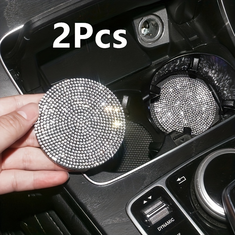 

2pcs Silicone Diamond Bling Cup Holder Coasters, Non-slip Universal Vehicle Interior Accessory Coasters, Multifunctional Sparkling Insert Mat Pads