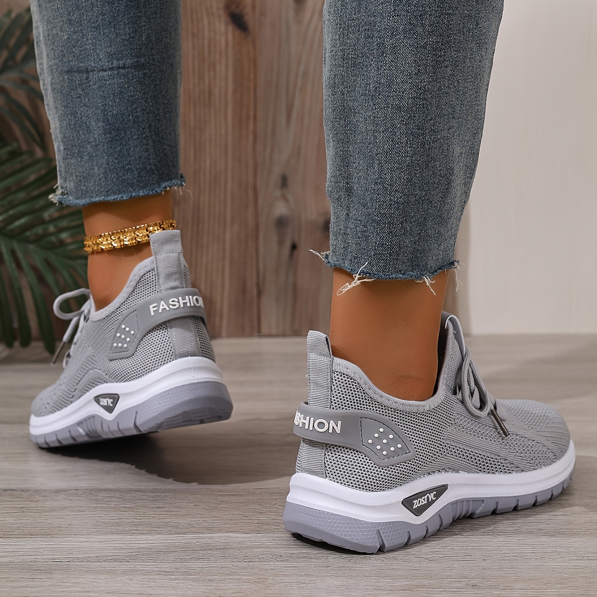Women's White Breathable Mesh Running Shoes - Comfortable Low-Top Sneakers with Rubber Sole for Travel, Vacation & Casual Wear, Sleek Shoe Design | Cushioned Support