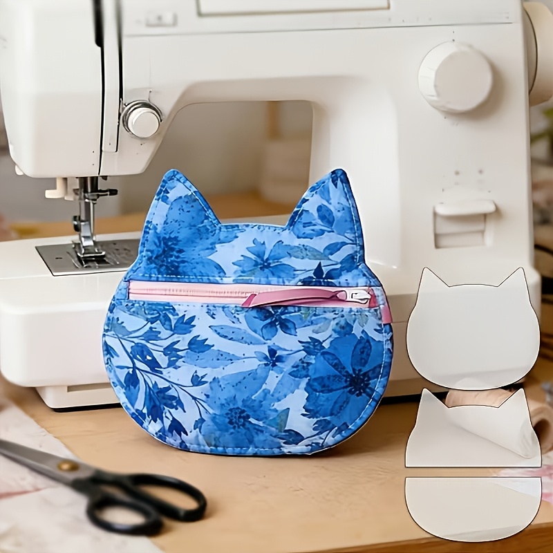TEMU 3pcs Set Of Transparent Pet Material Cat-shaped Mini Coin Purses And Wallet Templates, Suitable For Sewing Projects, Diy Wallets, Coin Pouches,