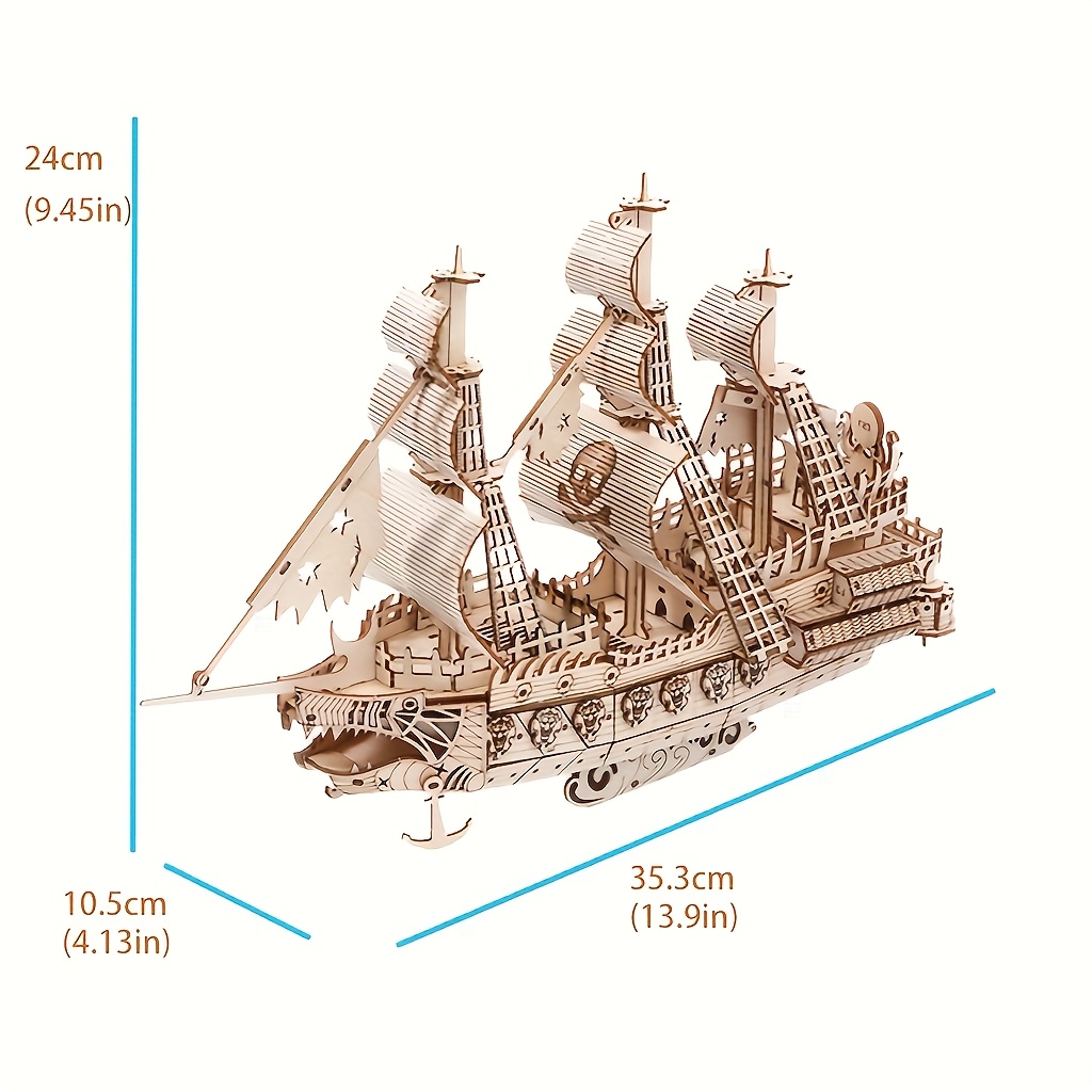 Pieaugušo 3D puzles modelis, Lidojošā holandieša pirātu kuģa modelis, DIY rokdarbu komplekts, sarežģīts 3D puzles komplekts, piemērots ģimenes laikam, izsmalcināti dzimšanas dienas dāvanas, veicina praktiskās prasmes
