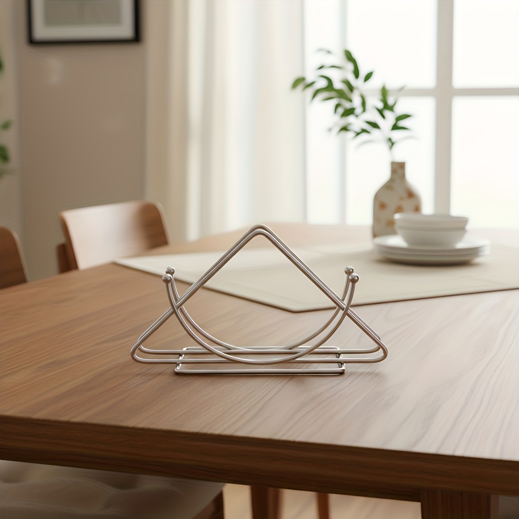 E-shop Halbkreisförmiger dreieckiger Serviettenhalter aus Edelstahl für Ess- Wohnzimmer, ein praktisches dekoratives Accessoire für Schreibtische in