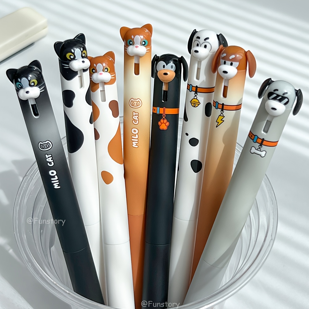 TEMU 8pcs/set Cute Gel Pen 0.5mm Creative Animal Quick-dry Pen Fun Series Black Writing Pen For Study And Office Use