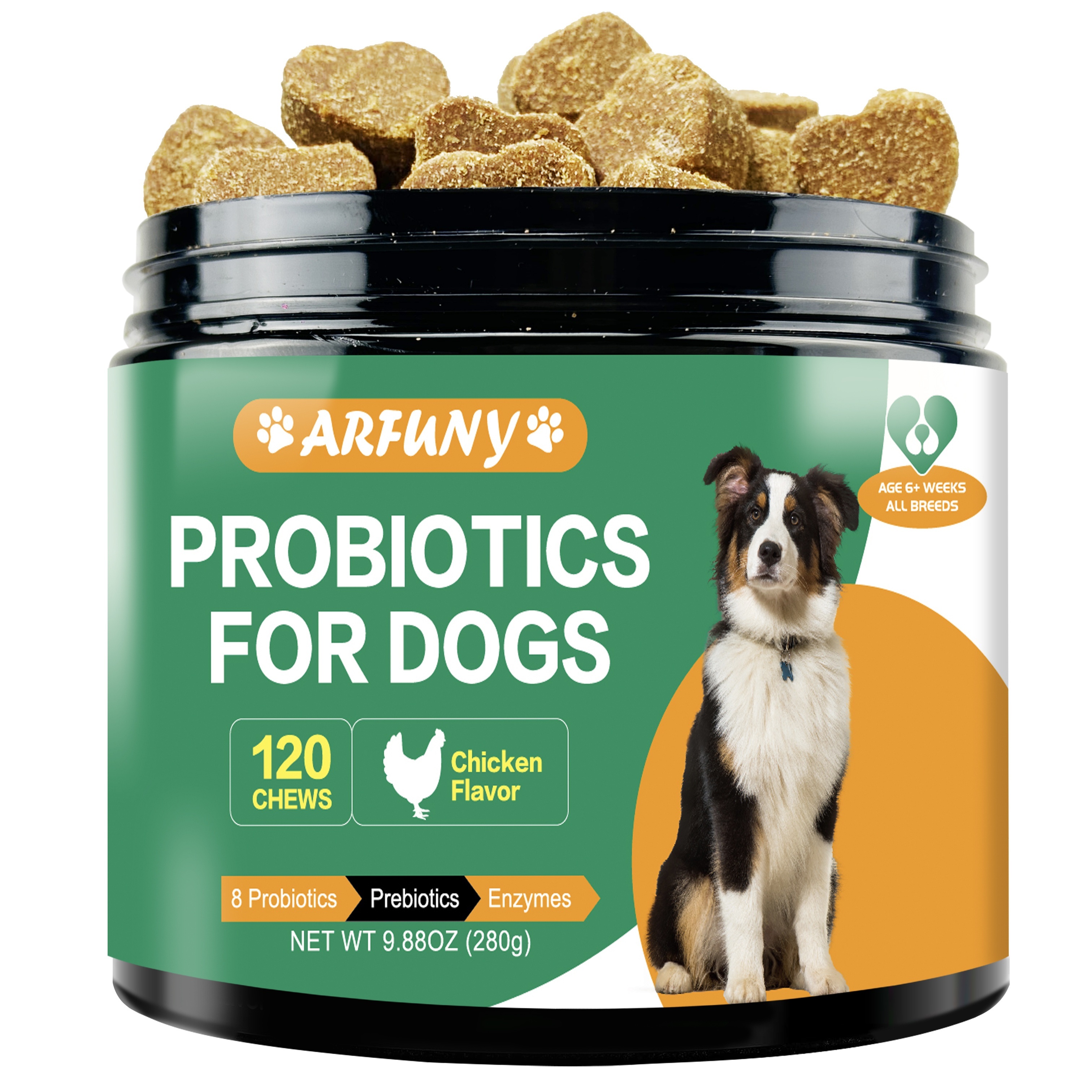 

Probiotics Supplement For Dogs, 2oz Dog Prebiotic And Digestive Enzymes Chews, Dog Healthy Supplement, Dog Probiotic Food, Chicken Flavor, 120 Chews