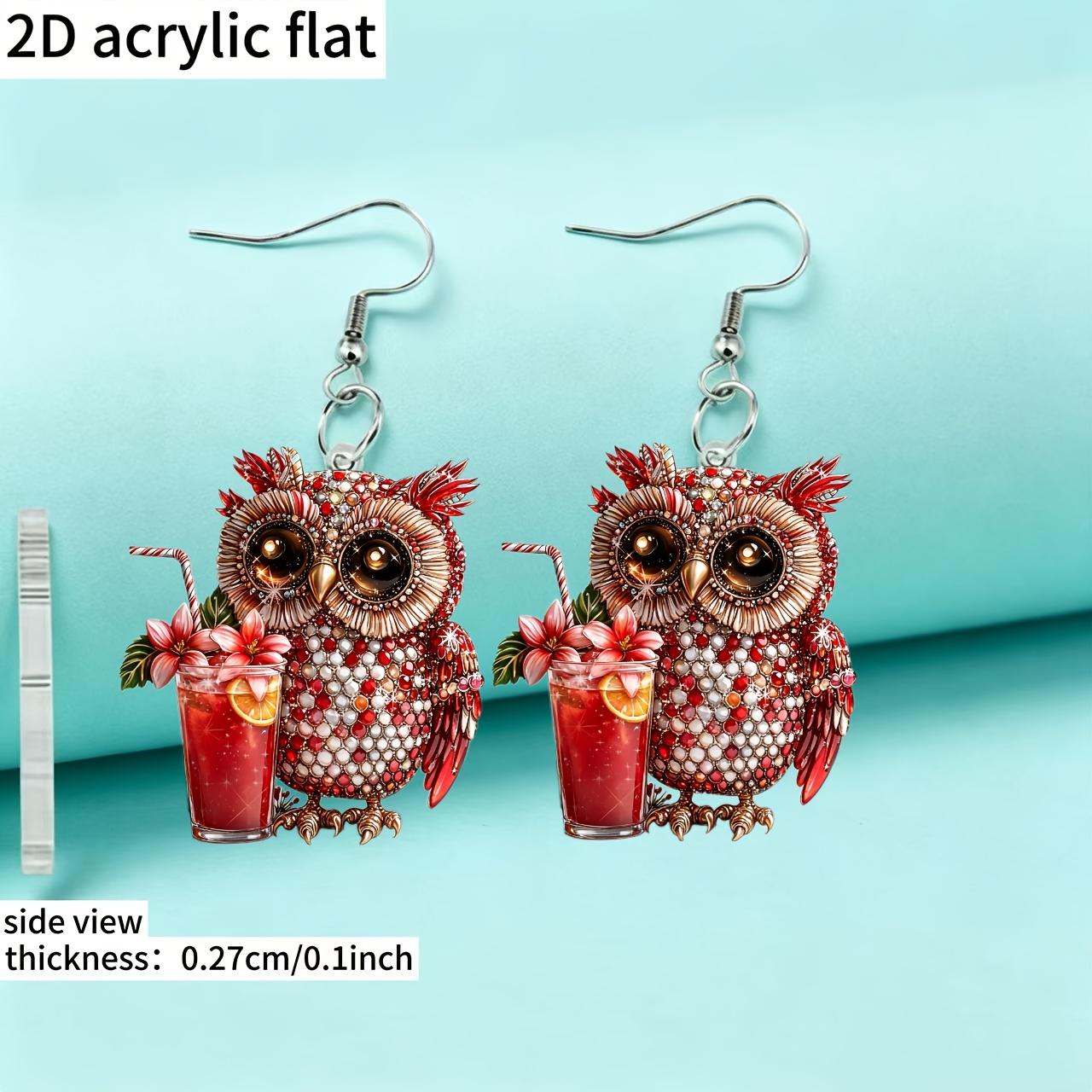 Women's Bohemian Owl Acrylic Drop Earrings
