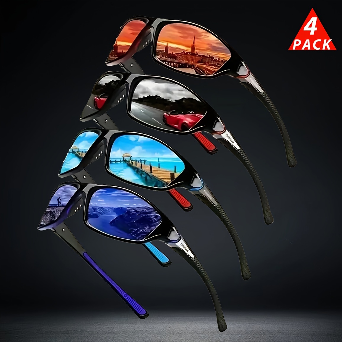 

4pcs/.set Sports Glasses For Men And Women, Polarized , Hiking And Outdoor