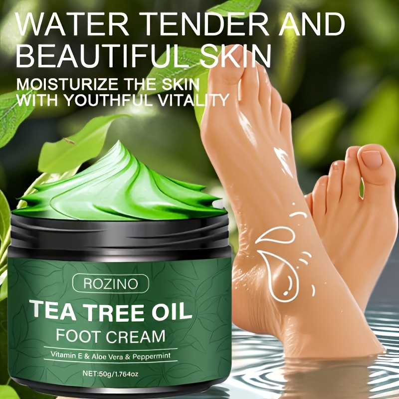 2-Pack Tea Tree Oil Cracked Skin Cream with Vitamin E for Dry, Cracked Hands, Ankles, and Feet, Moisturizing and Softening