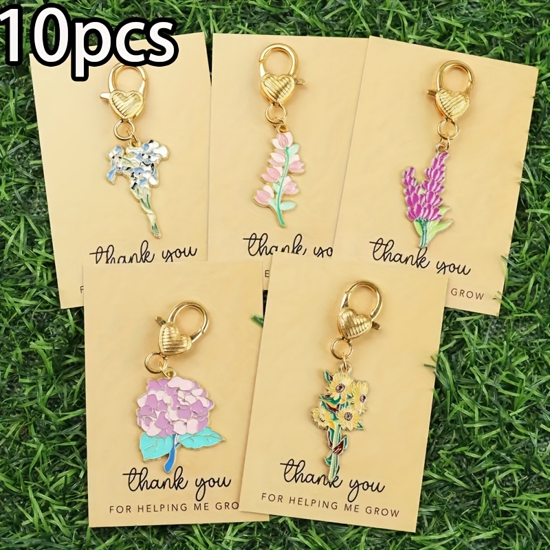 E-shop 10 Stück Kirschblüten-, Pfingstrosen- Sonnenblumen-Anhänger Schlüsselanhänger Set, inklusive 5 Schlüsselanhänger 5 Karten, mit einer „ du mich