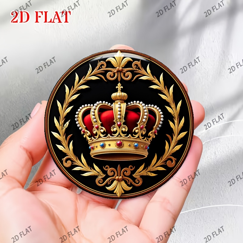 E-shop 2D Flache Krone Schwarz - Vintage Stil Metall Abzeichen, Langlebig und , Geeignet für Kleidung, Rucksäcke, Hüte, Hosen, Perfektes Geschenk