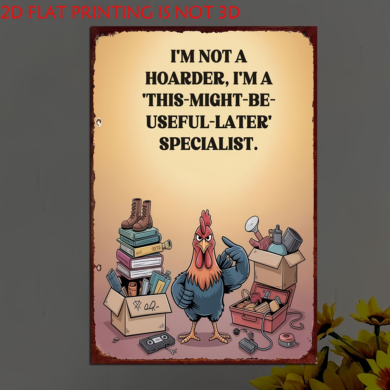 TEMU 2d Flat, 1pcs Wooden Decorative Sign & Plaque,"chicken Wall Art ' A , I'm A This-might-be-useful-later Specialist' Humorous Sign For Home, Room,