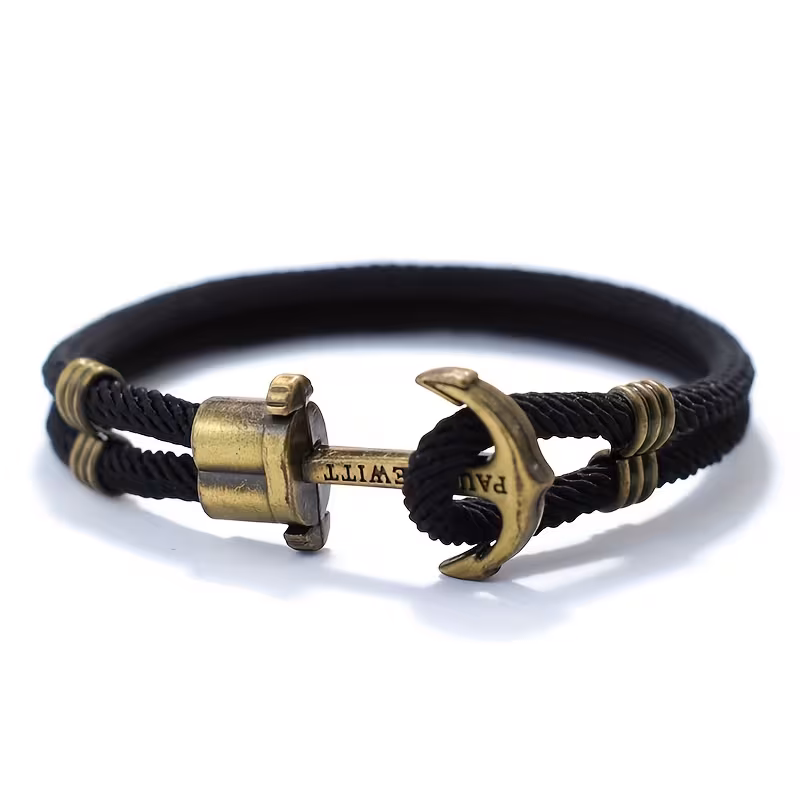mens vintage bracelet bronze punk style with rope nylon fashion accessory Product details 0