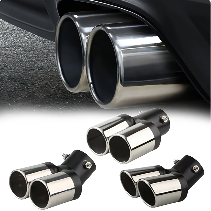

Automotive Universal Dual Air Outlet Exhaust Head Chrome Stainless Steel Automotive Exhaust Pipes Head Rear Tailpipe Automotive Accessories